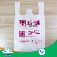 100% New Material Raw Oxo Biodegradable Printed Plastic T shirt Food Bag/Vest Carrier Clear Poly Bag For Supermarket